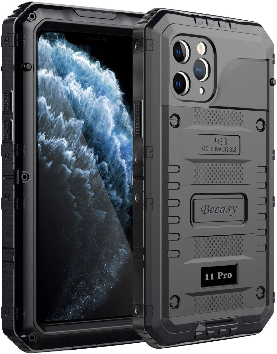 Beeasy Case Compatible with iPhone 11 & 11Pro, Waterproof Shockproof Tough Heavy Duty, Built-in Screen Protector 360 Degree Full Body Military Protective, Metal Rugged Cover for Outdoor Sport