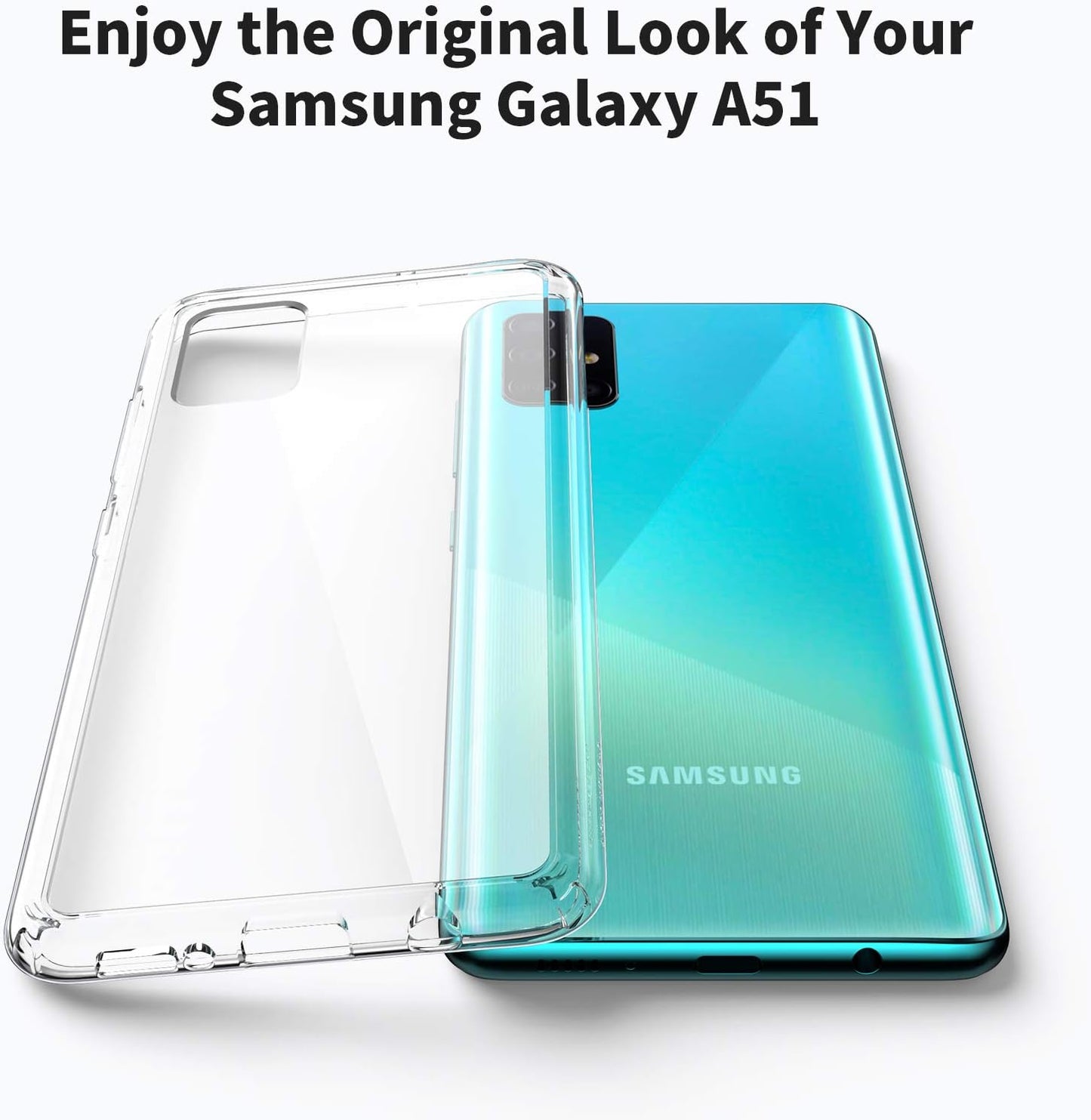 UNBREAKcable Case for Samsung Galaxy A51 (Non 5G Version) - Ultra Clear Hard PC Back & Soft Silicon Bumper Protective Cover Phone Case for Samsung Galaxy A51 4G- Transparent UBHP242