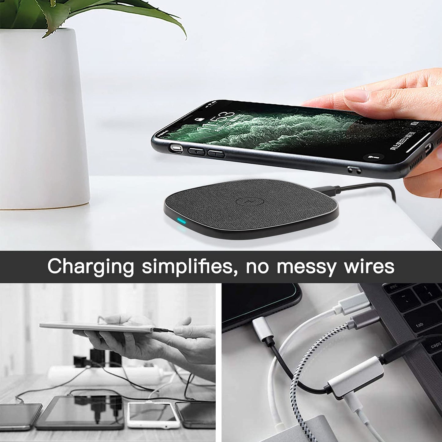 Wireless Charger, Qi-Certified 15W Max Fast for Samsung Galaxy S20/S10/S9/S8/Note 10/9, 7.5 W Wireless Charger for iPhone