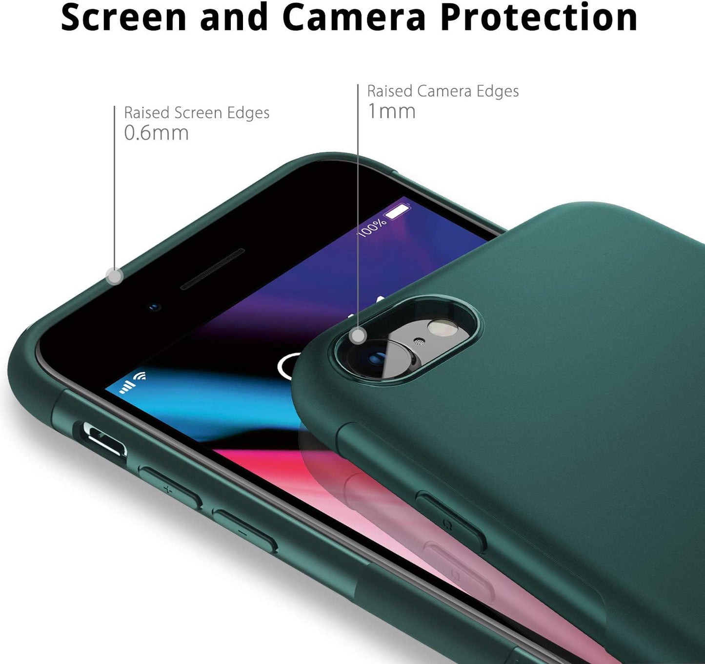 UNBREAKcable iPhone 8 Case, iPhone 7 Case - Soft Frosted TPU Ultra-Slim Stylish Protective Cover for 4.7-inches iPhone 8 and iPhone 7 [Drop Protection, Non-slip] - Dark Green or Dark Blue