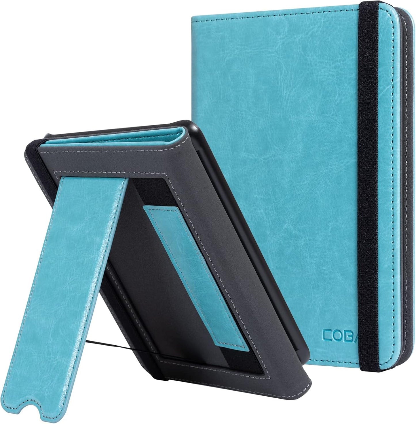 CoBak Kindle Paperwhite Case with Stand - Durable PU Leather Cover with Auto Sleep Wake, Card Slot, Hand Strap Fits Kindle Paperwhite 11th 6.8" and Signature Edition 2021, Sky Blue or Navy Blue