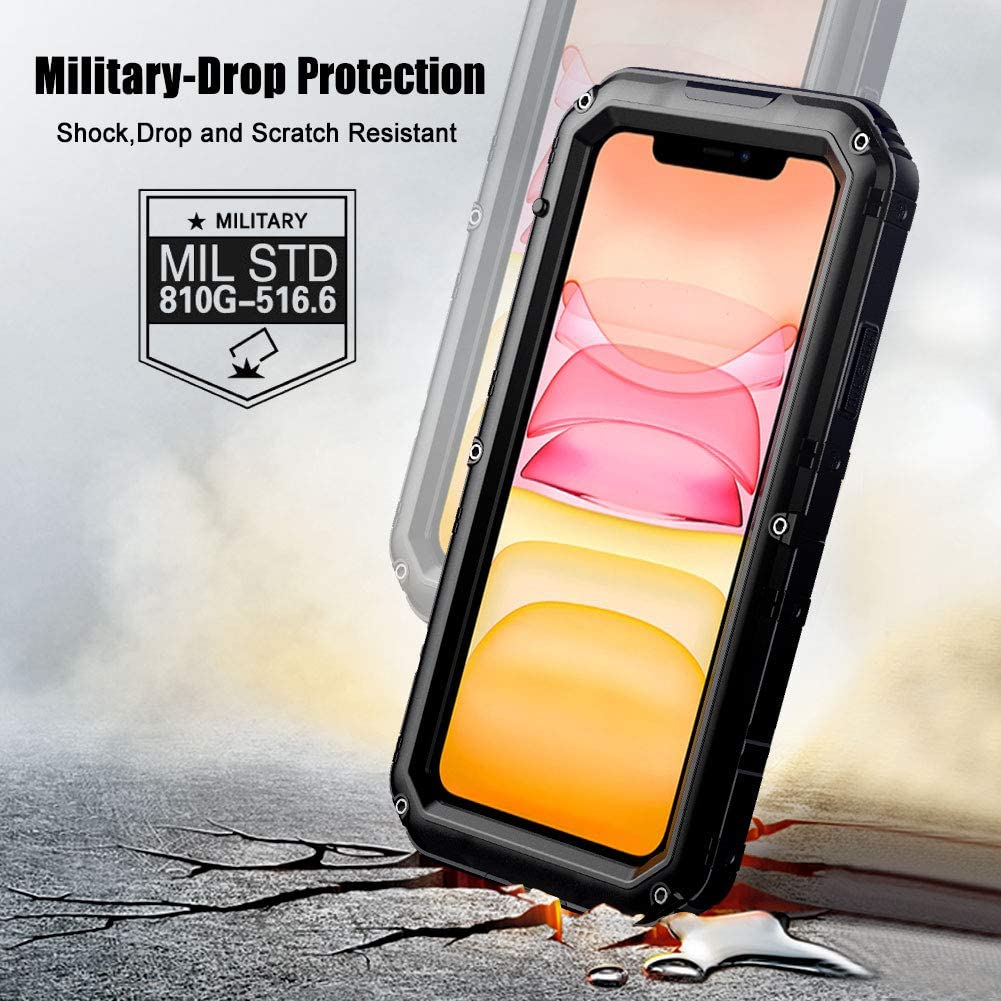 Beeasy Case Compatible with iPhone 11 & 11Pro, Waterproof Shockproof Tough Heavy Duty, Built-in Screen Protector 360 Degree Full Body Military Protective, Metal Rugged Cover for Outdoor Sport