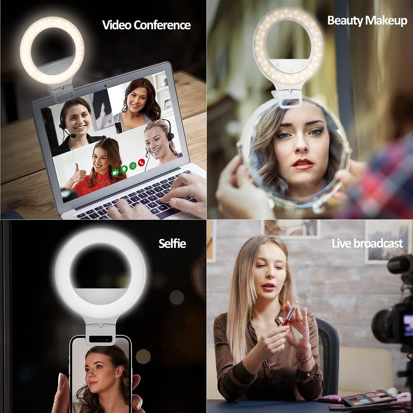 Laptop Ring Light Selfie Ring Light for Computer with 3 Light Modes, Clip on Laptop, Zoom Meeting, Video Conference Lighting, Makeup, Streaming, Selfies