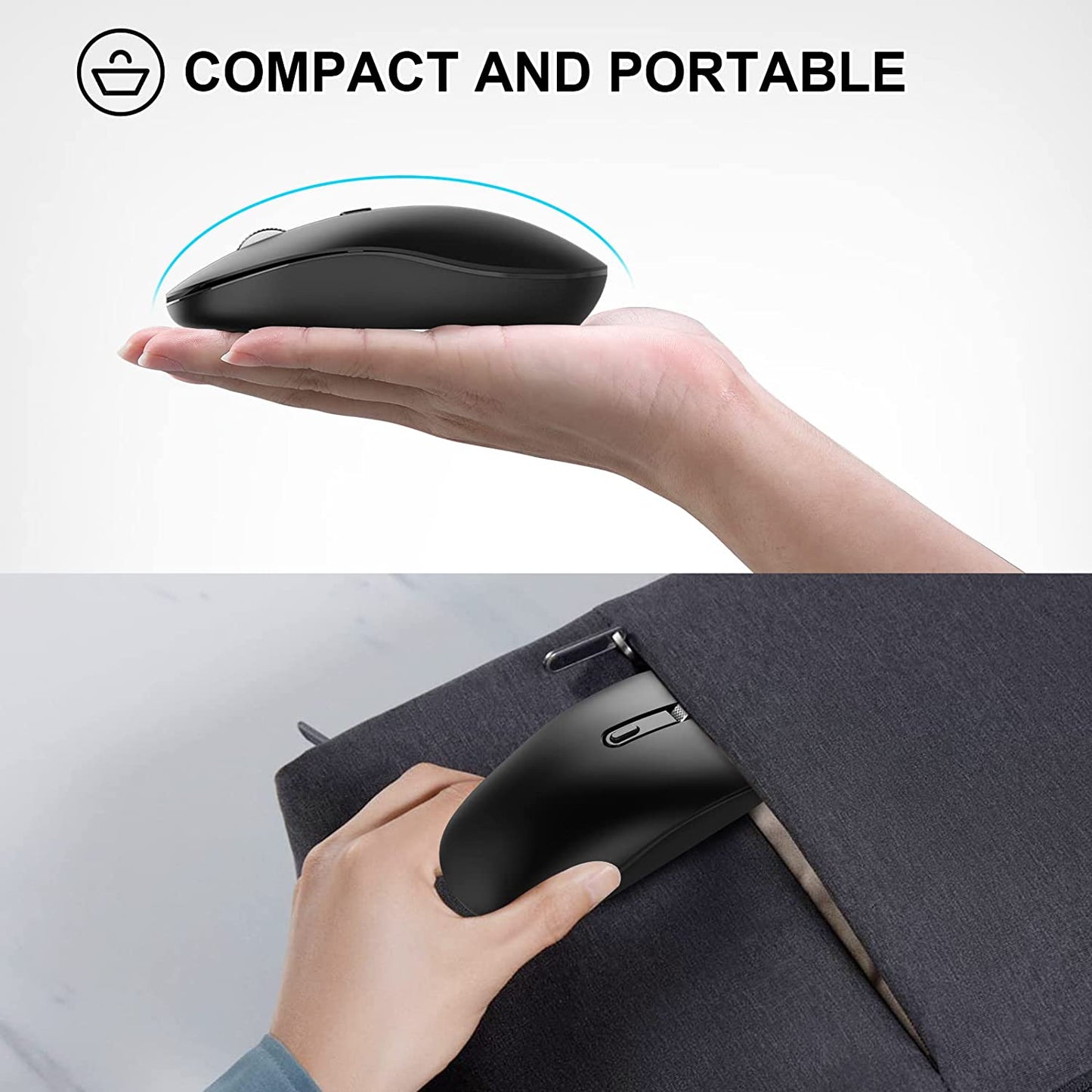 Cimetech Bluetooth Mouse, Wireless Bluetooth Mouse for Laptop Slim Silent Mouse Ergonomic Cordless Design Compatible with PC Mac Computer MacBook Notebook Tablet