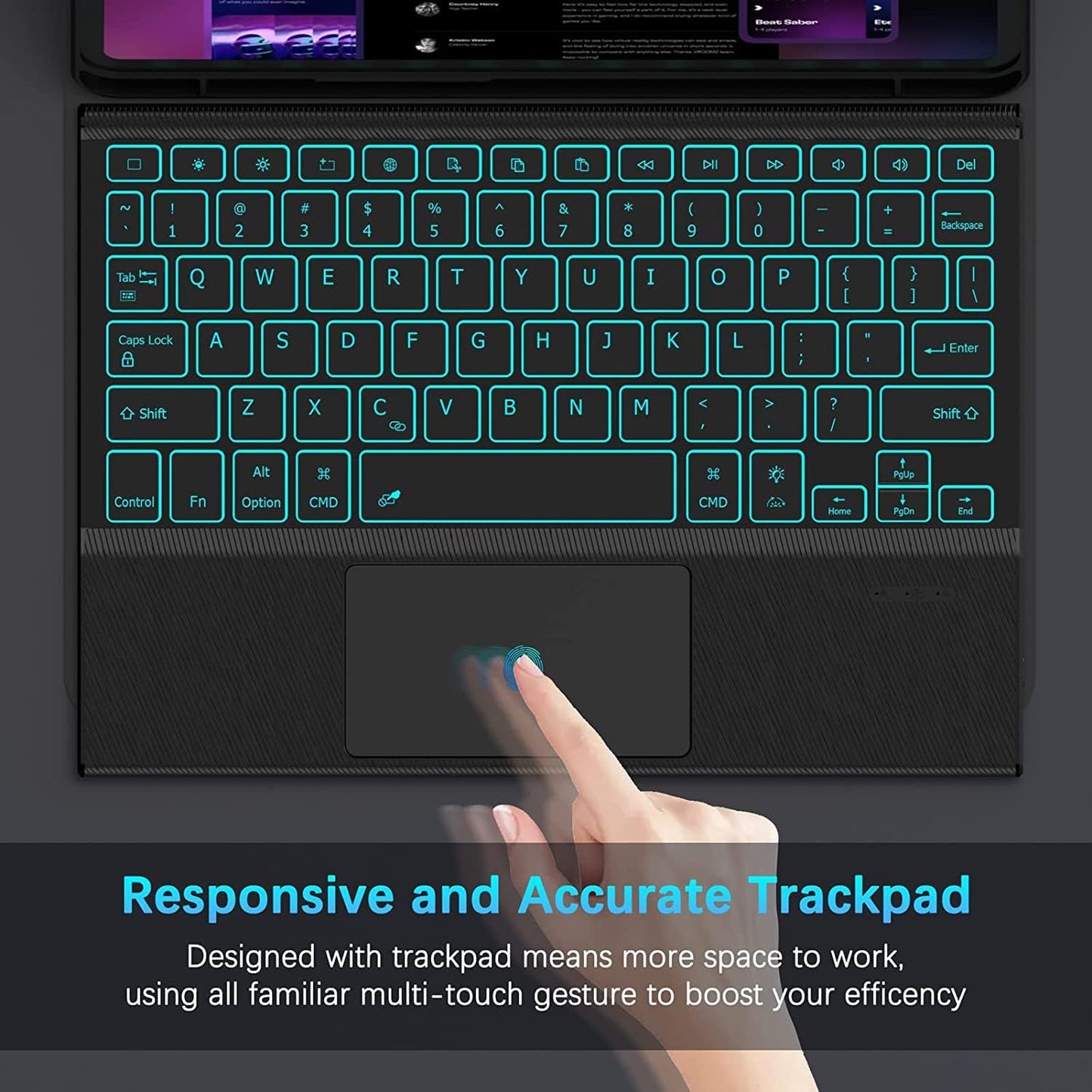 Doohoeek Case with Keyboard for iPad Air 5th Generation(10.9", 2022)/4th. Gen(2020)/iPad Pro 11 3rd/2nd/1st Gen, Twill-Cover Case, Multi-Touch Trackpad, 7 Color backlight, Bluetooth Keyboard - Black