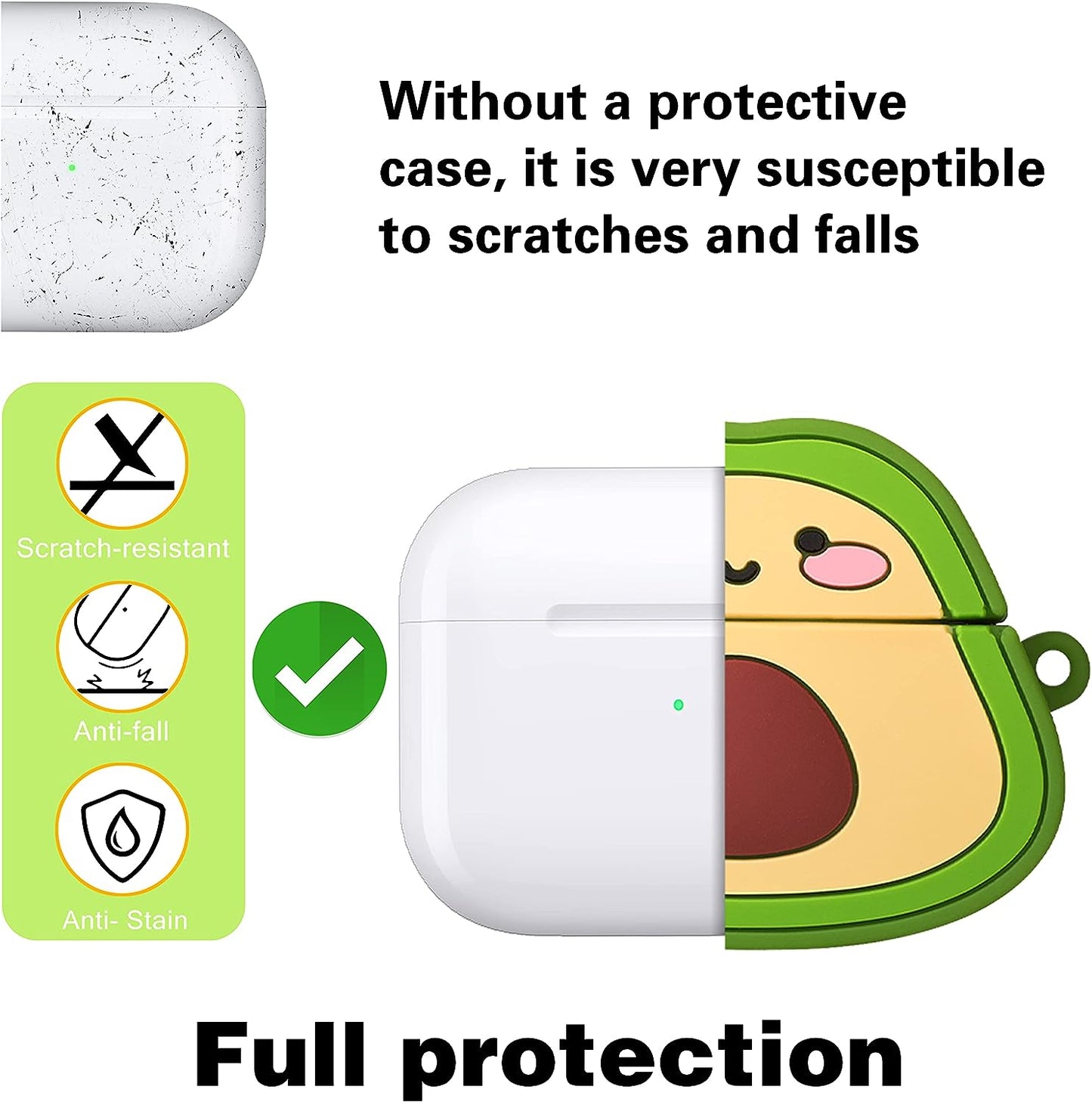 STSNano 3rd Generation Cartoon Character Design Funny Kawaii Fun Air Pod 3 (2021) Silicone Cover Unique 3D for Girls Boys Kids Teen Cases for AirPods 3 (2021) (Avocado)