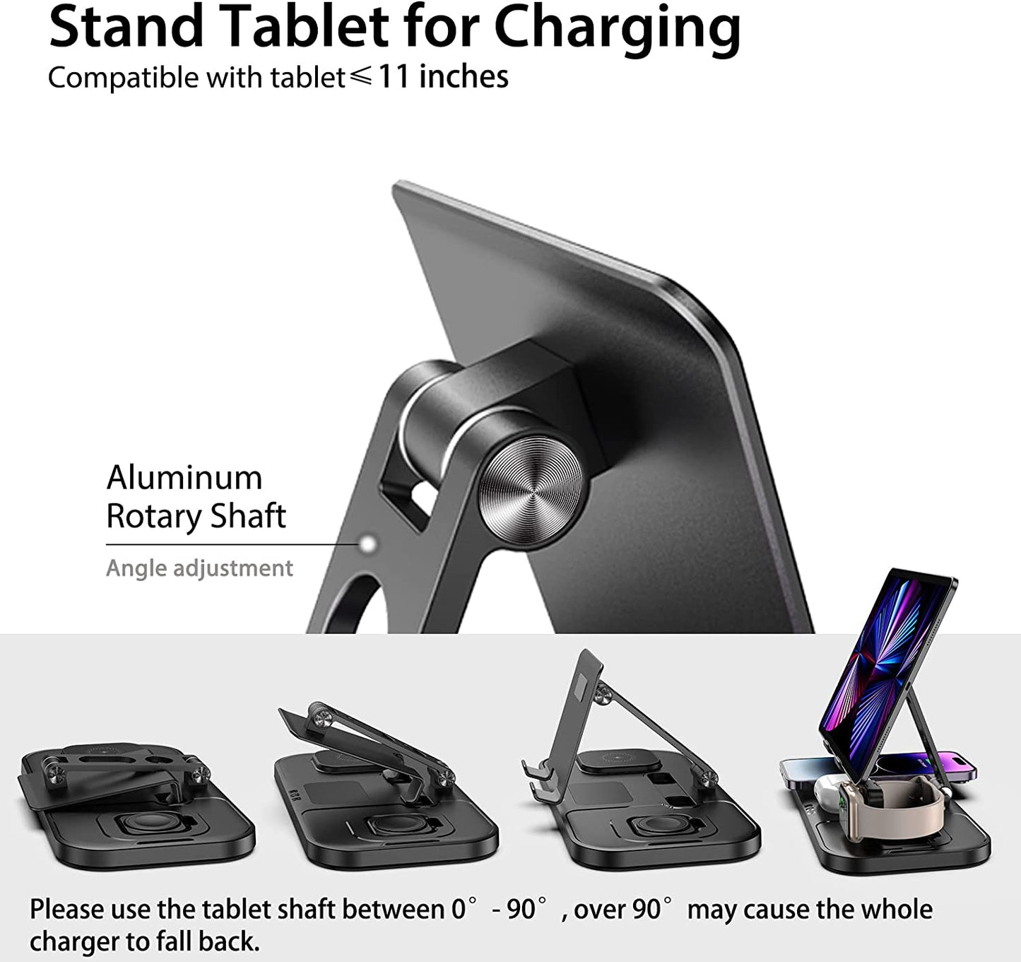 doeboe Wireless Charger for iPhone Charging Station, Wired for Tablet Stand iPad Charging Station, 4 in 1 Docking Station for iPhone 14 Pro Max/13, AirPod Pro 3, Apple Watch Charger for iWatch 8/7/6