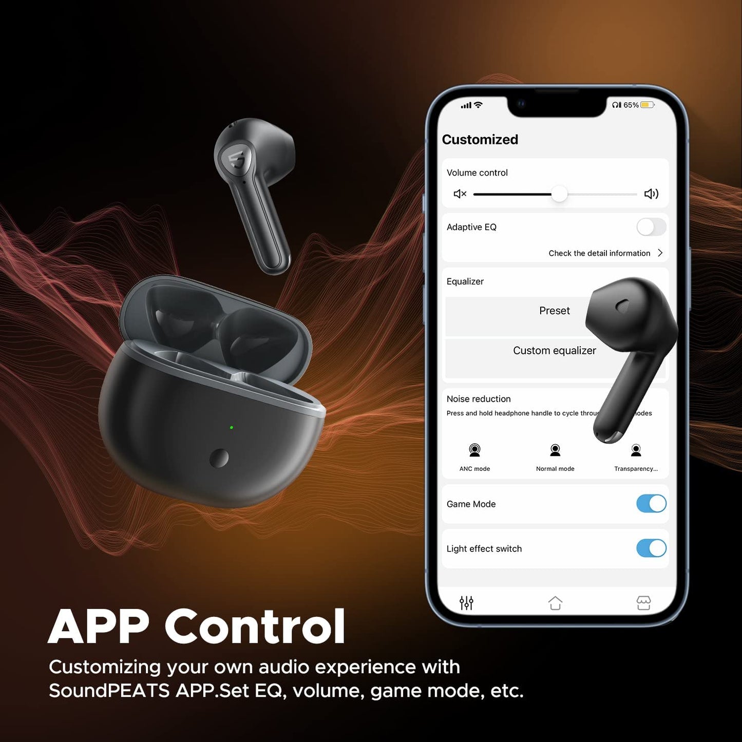 SoundPEATS Wireless Earbuds Hi-Res Audio, Air3 Deluxe HS Semi in-Ear Bluetooth 5.2 Headphones with LDAC In-ear Detection Personalized EQ, ENC Clear Call 14.2mm Driver, Game Mode, Total 20H Playtime