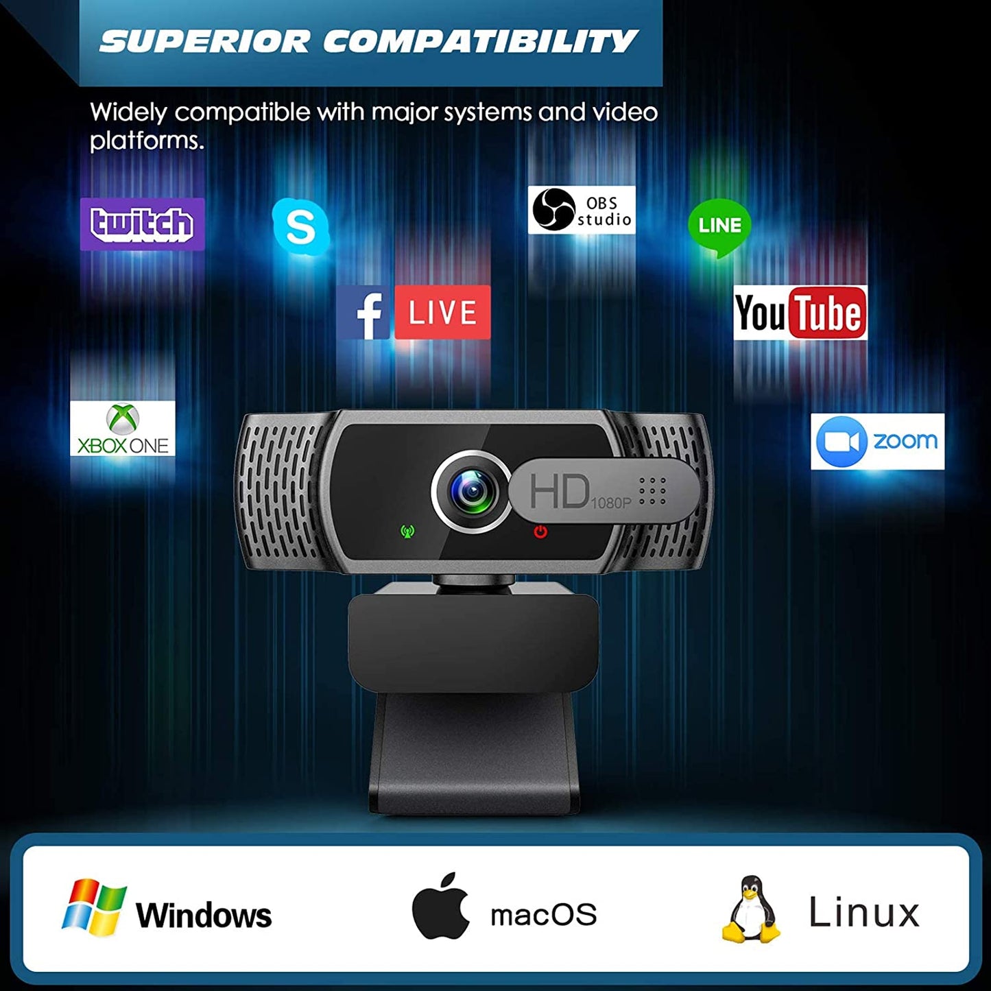 Webcam for PC with Microphone - 1080P FHD Webcam with Privacy Cover & Webcam Mounts, Plug and Play USB Web Camera for Desktop & Laptop Conference, Zoom, Skype, Facetime, Windows, Linux, and macOS