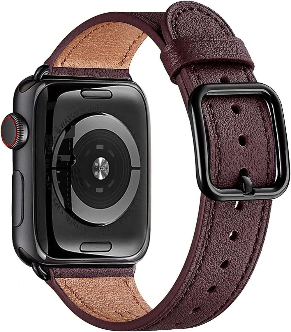 Mnbvcxz Watch Bands, and Case Compatible with Apple Watch, 38mm 40mm 42mm 44mm, Top Grain Leather Strap, Replacement Strap, Multiple Colours for iWatch Series 5/4/3/2/1, Unique Design