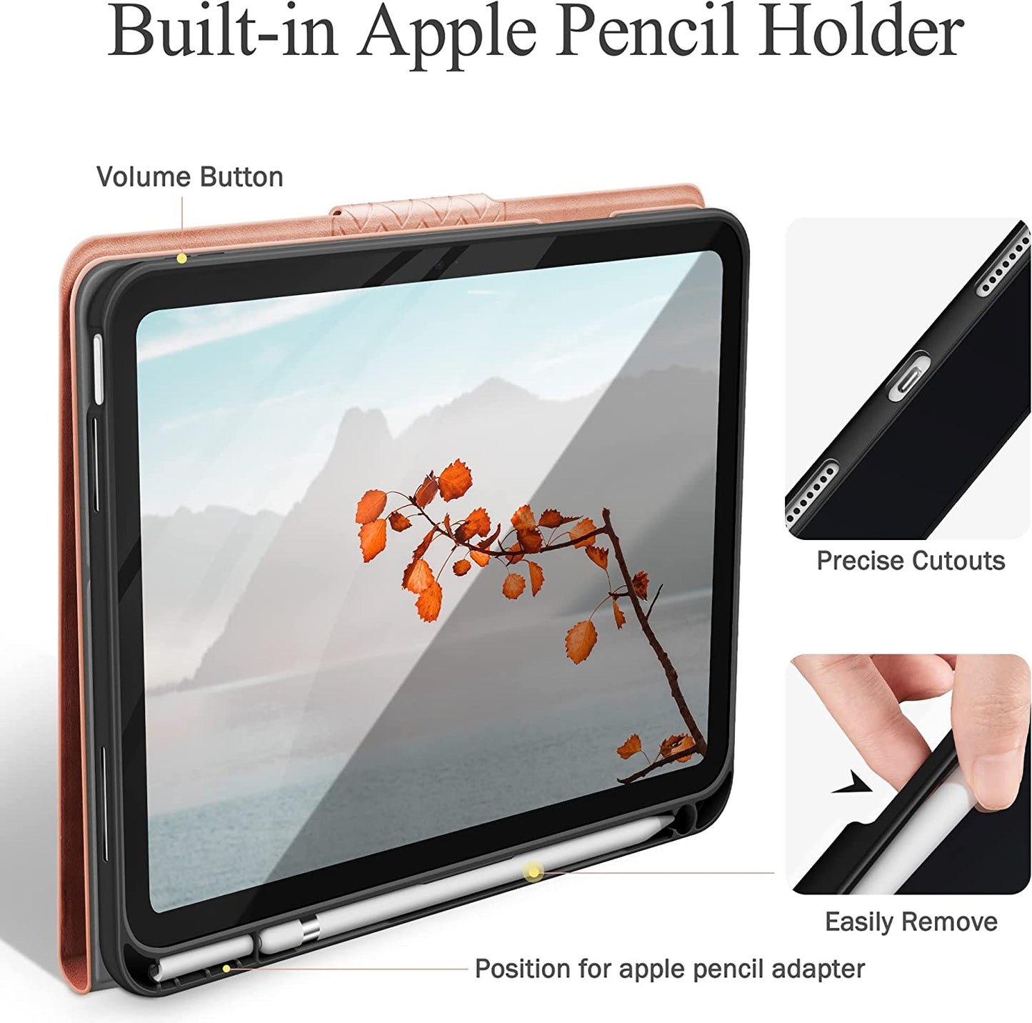 AUAUA Case for iPad 10th Generation 2022, 10.9 inch Case with Pencil Holder, Auto Sleep/Wake, Adjustable Stand, Anti-Fingerprint PU Leather