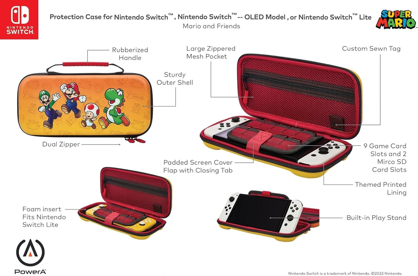 PowerA Protection Case for Nintendo Switch - OLED Model, Nintendo Switch or Nintendo Switch Lite - Mario Pop