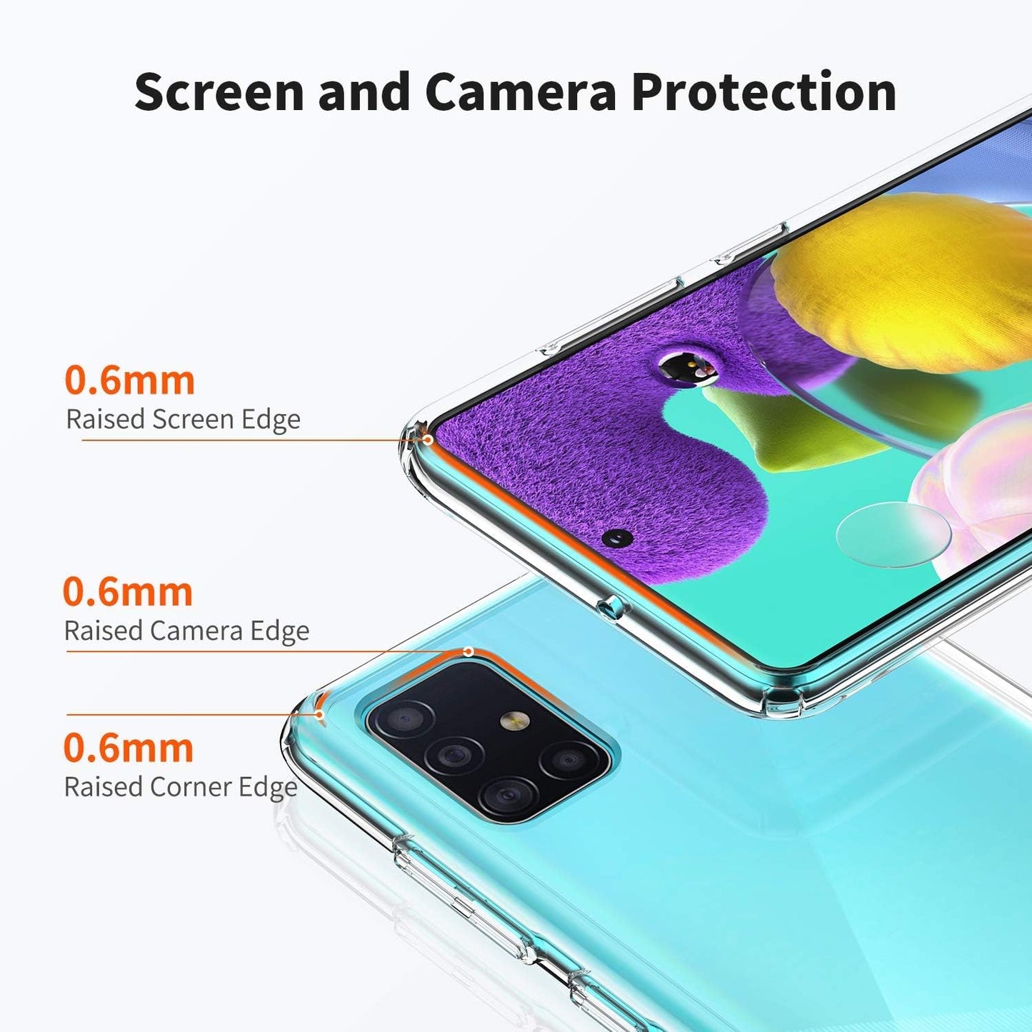 UNBREAKcable Case for Samsung Galaxy A51 (Non 5G Version) - Ultra Clear Hard PC Back & Soft Silicon Bumper Protective Cover Phone Case for Samsung Galaxy A51 4G- Transparent UBHP242