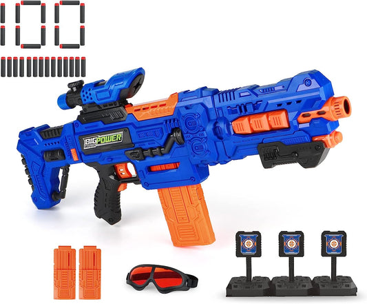 Bigpower Electric Dart Blaster, Motorized Sniper Toy Blaster with 2 Magazines and 100 Foam Darts Compatible with Primary Brands, Toy for Kids for 8-12+, Teen, Adult Style507