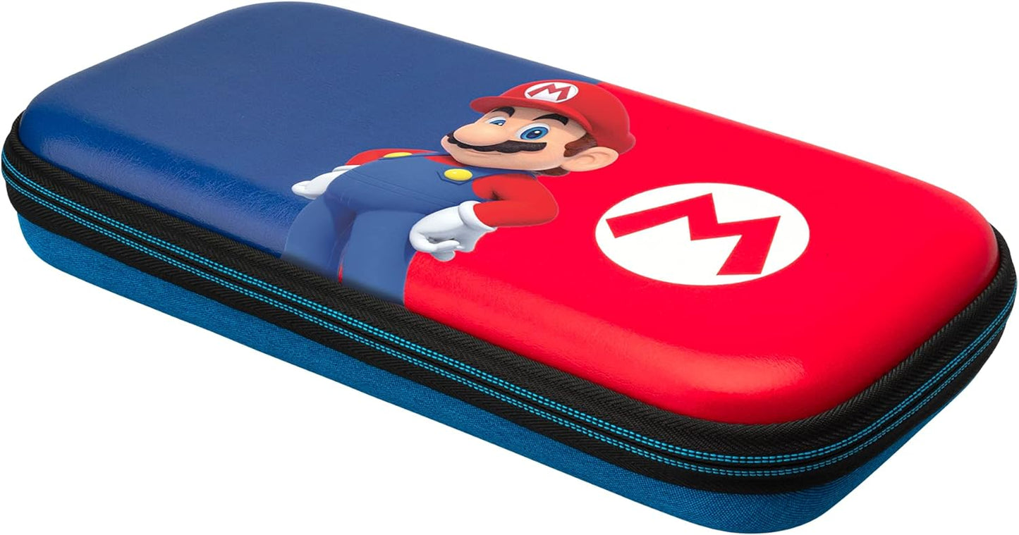 PDP Gaming Officially Licensed Switch Slim Deluxe Travel Case - Mario - Semi-Hardshell Protection - Protective PU Leather - Holds 14 Games and Console - Works with Switch OLED and Lite - Fine for Kids