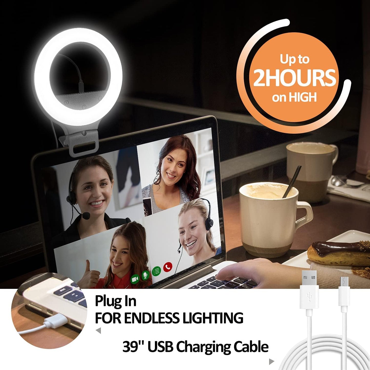 Laptop Ring Light Selfie Ring Light for Computer with 3 Light Modes, Clip on Laptop, Zoom Meeting, Video Conference Lighting, Makeup, Streaming, Selfies