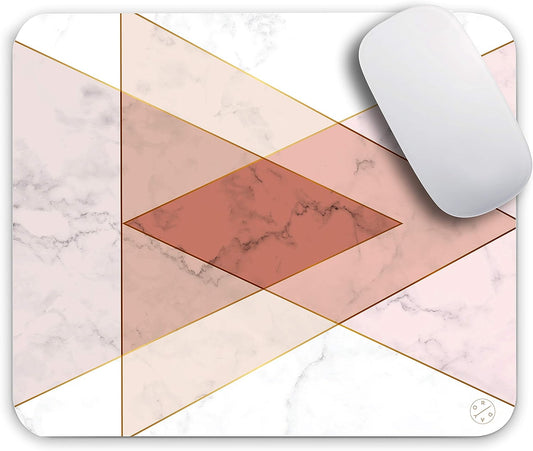 Oriday Gaming Mouse Pad Custom for Home and Office, Modern Design for Women Non-Slip Rubber (Triangle on Marble) 24cm x 20cm