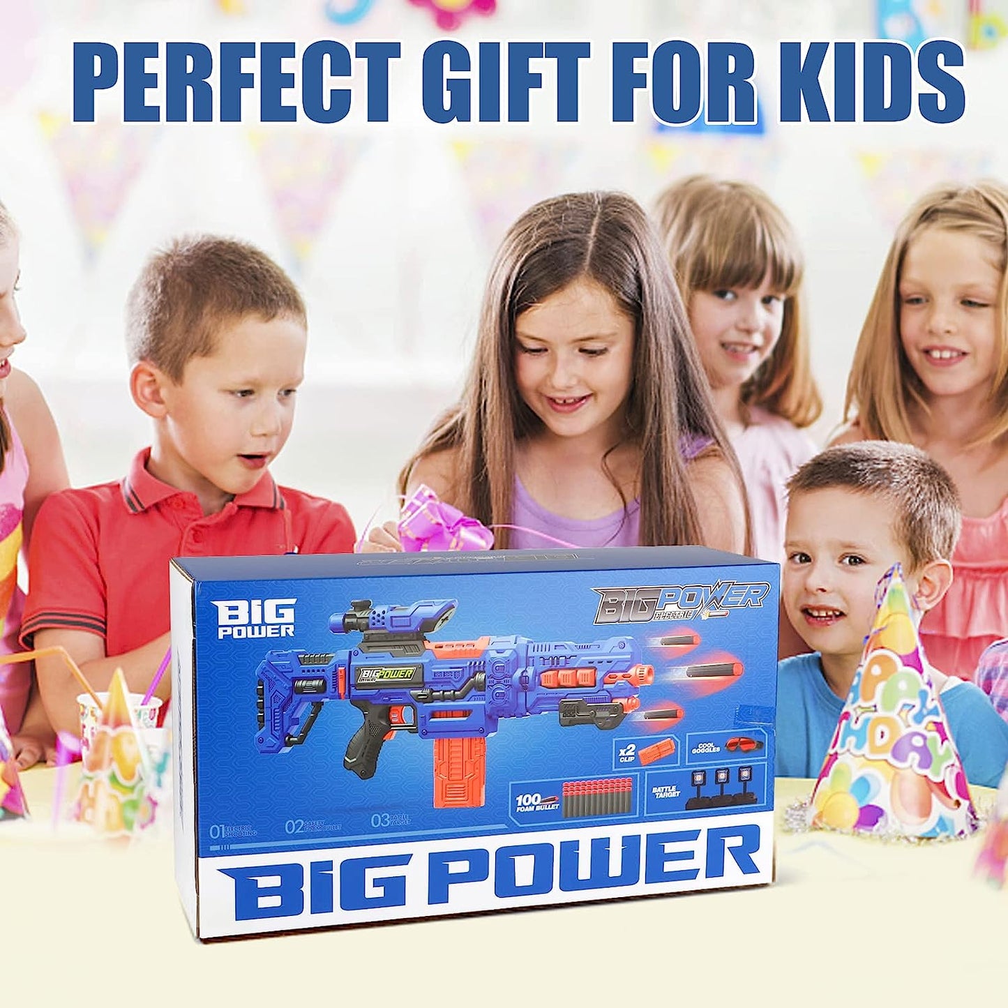 Bigpower Electric Dart Blaster, Motorized Sniper Toy Blaster with 2 Magazines and 100 Foam Darts Compatible with Primary Brands, Toy for Kids for 8-12+, Teen, Adult Style507