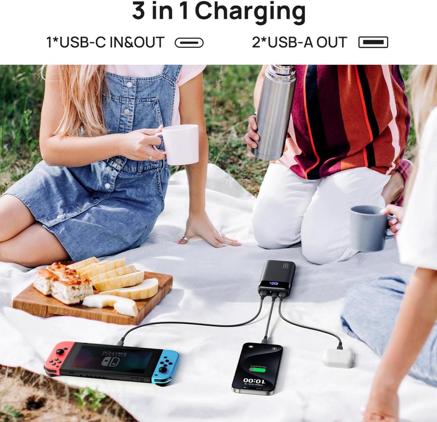 INIU Power Bank, 20W PD3.0 QC4.0 Fast Charging LED Display 20000mAh Portable Charger, 3A Outputs Flashlight Phone Battery Pack Compatible with iPhone Samsung