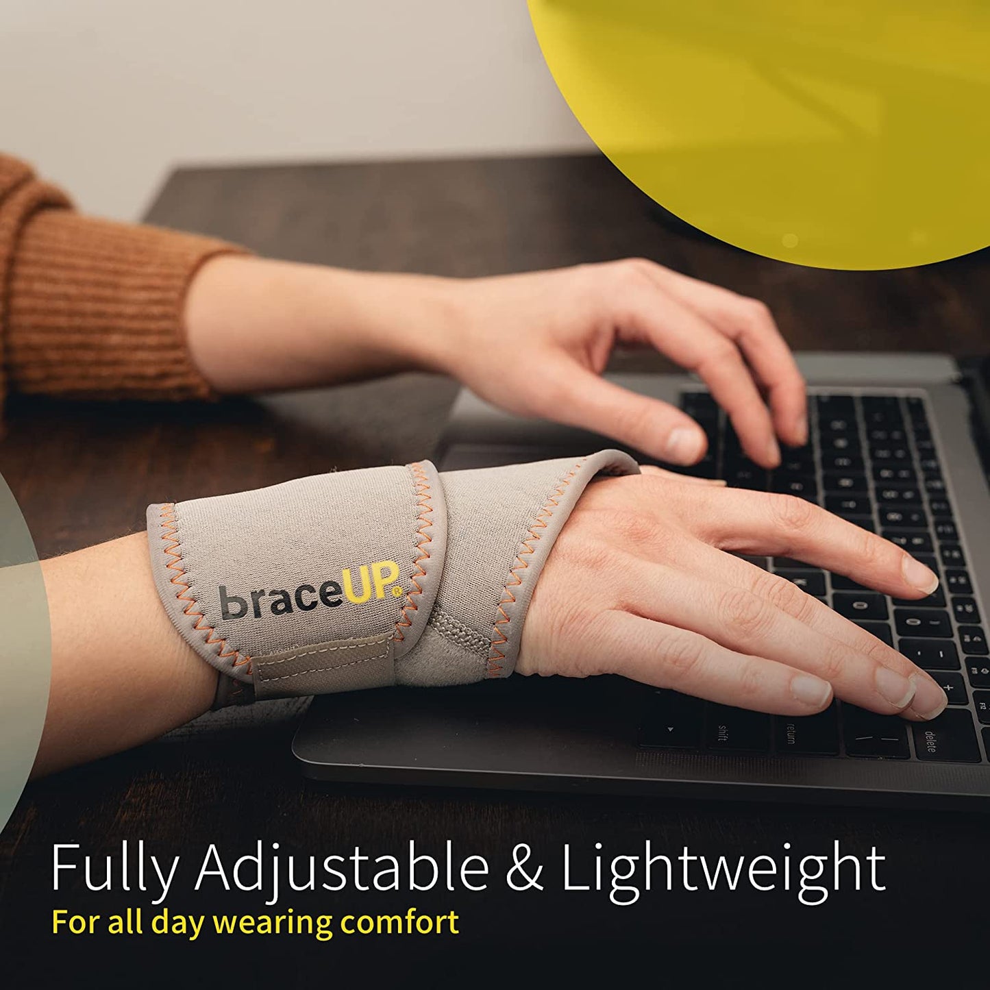 Adjustable Wrist Wrap by BraceUP for Men and Women - Workouts Wrist Band, Carpal Tunnel Compression Wrist Brace, Tendonitis Wrist Splint, Left Right Hand One Size Adjustable (Black)