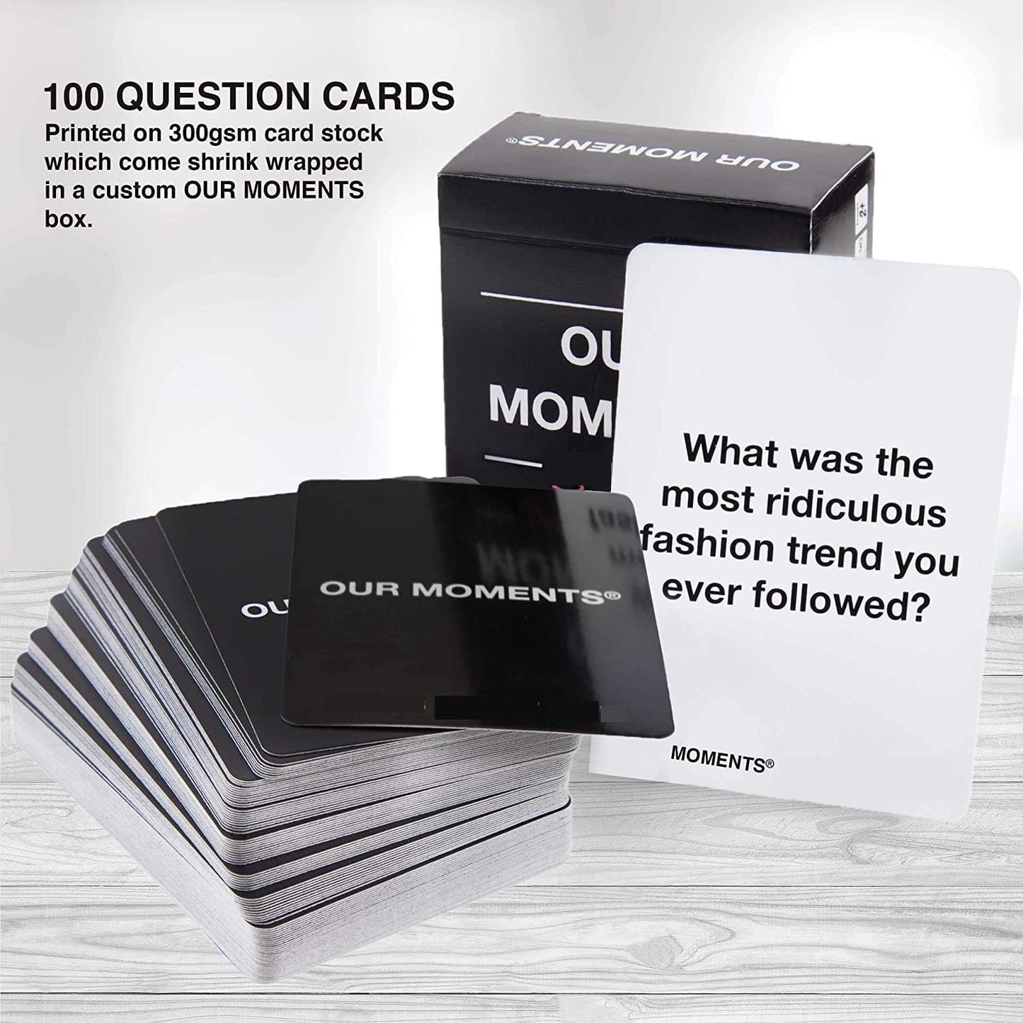 OUR MOMENTS Women: 100 Thought Provoking Conversation Starters for Women on your girls game night - Fun Conversation Card Game for Bachelorette Parties, Road Trips, Getaways and Game Nights