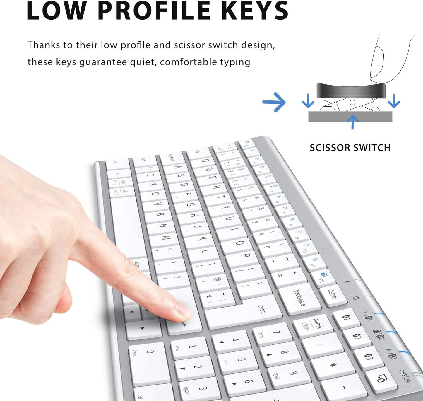 iClever BK10 Bluetooth Keyboard for Mac, 3 Multi-Device Bluetooth 5.1 Keyboard Full Size Stable Connection Keyboard for iPad, iPhone, Mac, iOS, Android, Windows, QWERTY UK Layout - Black Grey