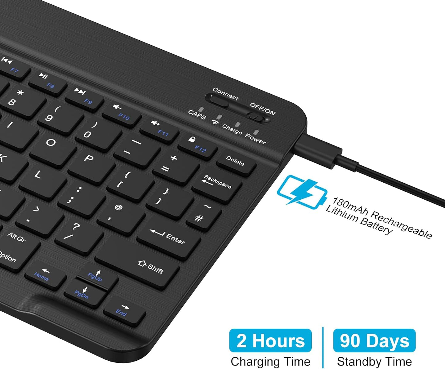 PINKCAT Bluetooth Keyboard, Ultra-Slim Wireless Keyboard UK Layout Quiet Portable Design with Built-in Rechargeable Battery for iOS, Mac, iPad, Windows and Android 3.0 and above OS