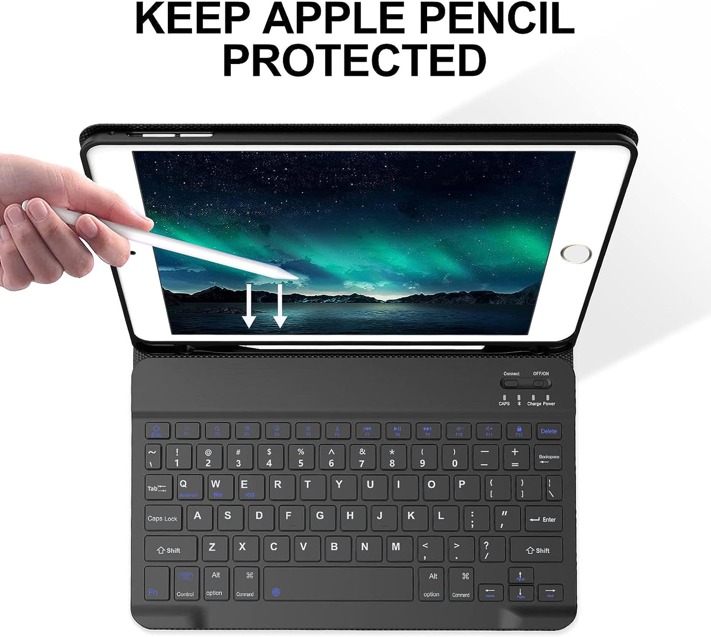 SENGBIRCH iPad 10.2 Keyboard 9th Generation - iPad 10.2 Keyboard Case 9th Generation(2021) - Built-in Pencil Holder - Flip Stand Keyboard Case for iPad 9th Generation/ 8th Gen/ 7th Gen 10.2", Black or Blue