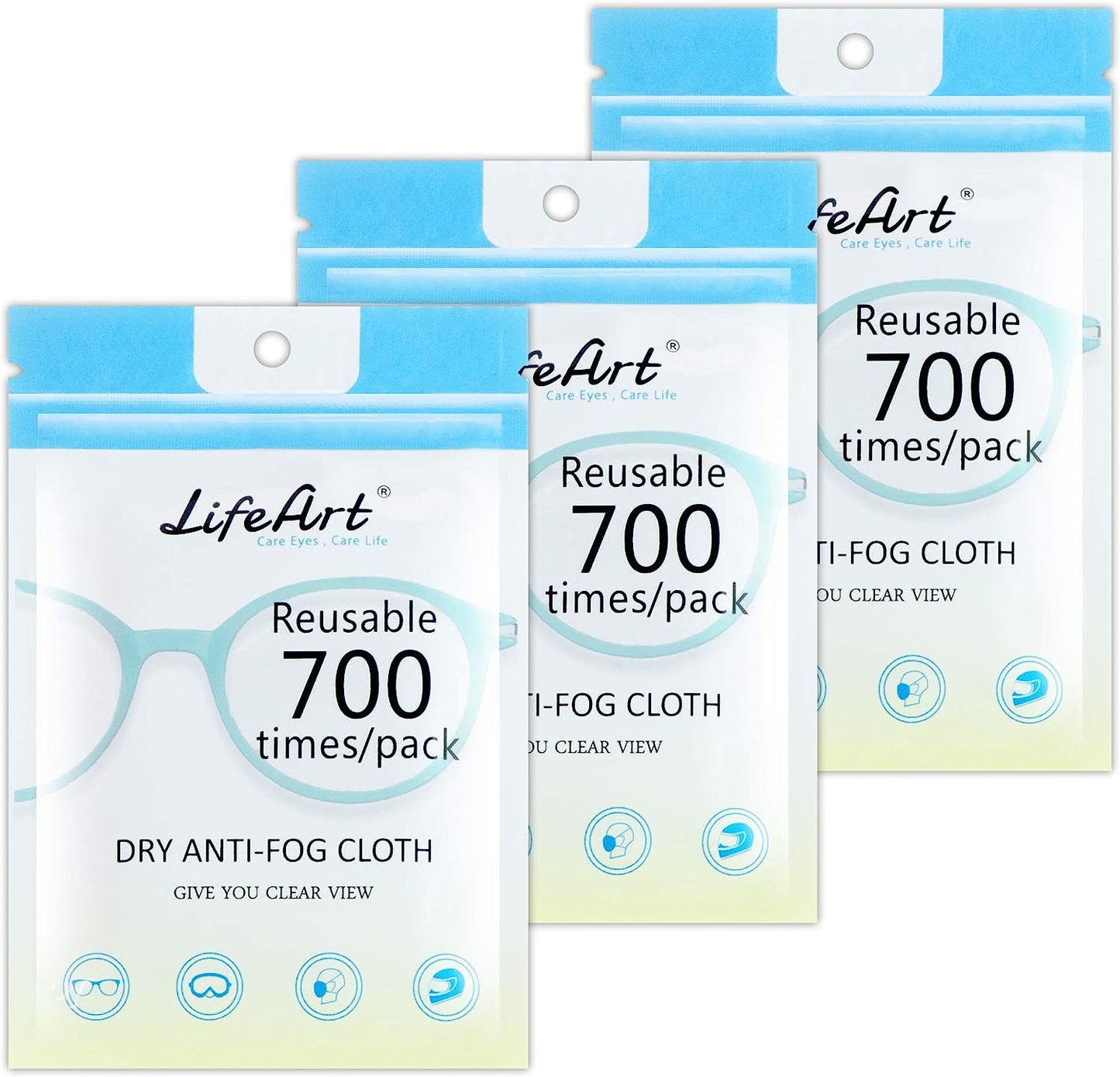 LifeArt Anti-Fog Wipe, Eyeglasses Cleaning Cloths, Cleaning Wipe for Eyeglasses, Tablets, Screens, Lens Wipe for Camera Lenses Reusable 700 times Per Pack Pack/ 3 Pack / 5 Pack / 10 Pack / 30 Pack