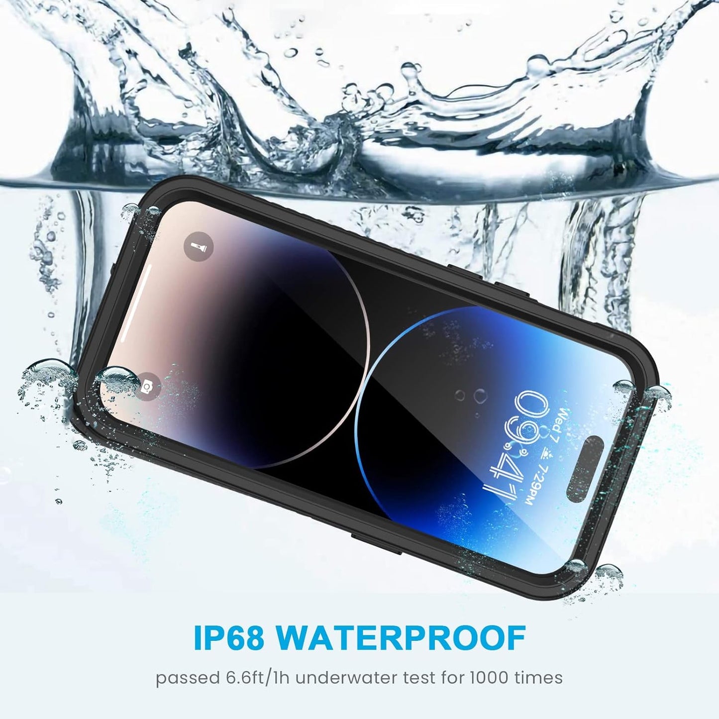 Lanhiem for iPhone 14 Pro Max Case, IP68 Waterproof Dustproof Shockproof 14 Pro Max Cases with Screen Protector, Full Body Protective Front and Back Cover for iPhone 14 Pro Max - 6.7 inch (Black)