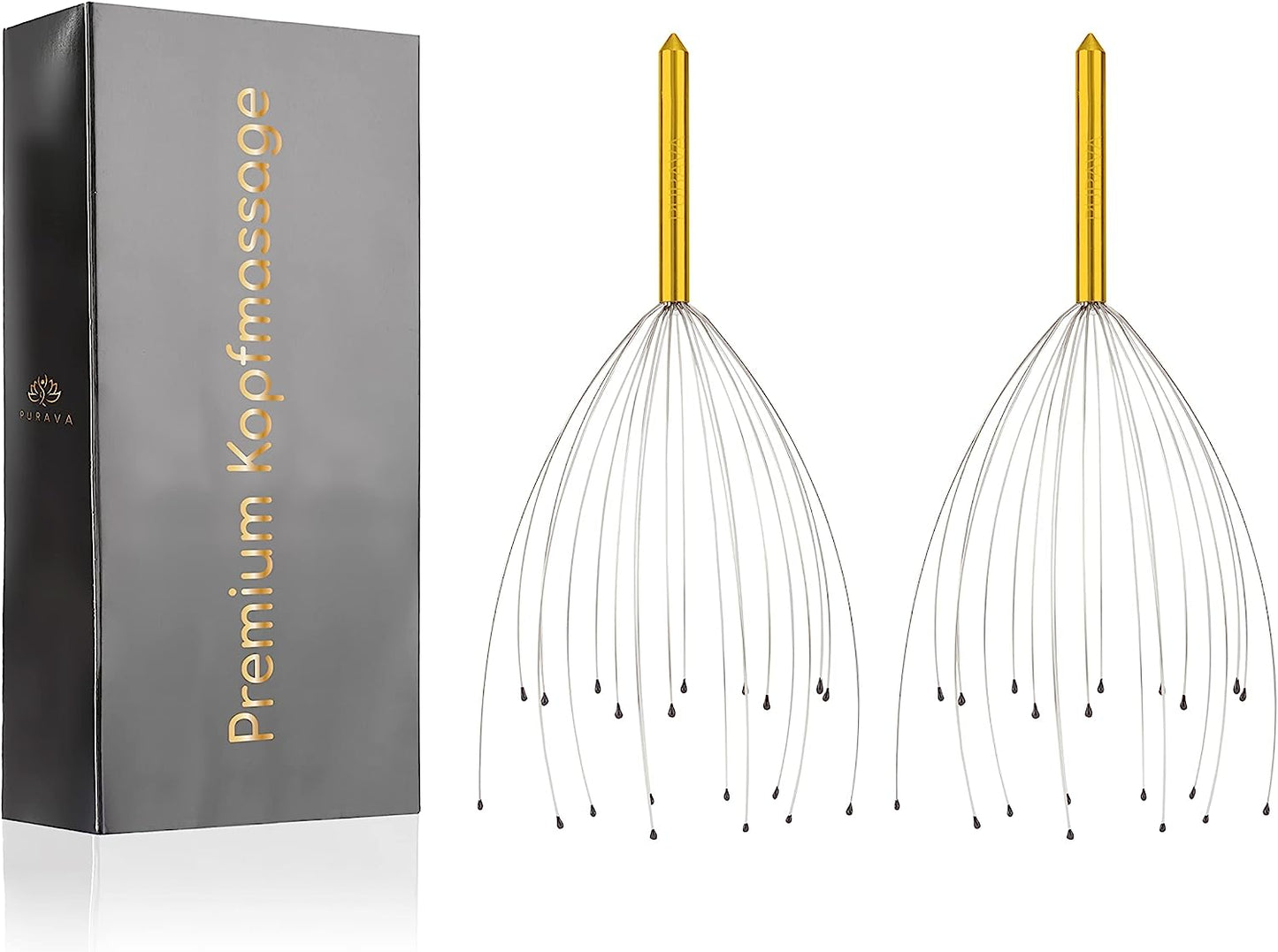 PURAVA (Original) - Premium Head Massager with Improved Design - Head Scratcher Massager with 20 Fingers for Relaxation and Scalp Stimulation - Head Massage Tool Ideal as a Gift