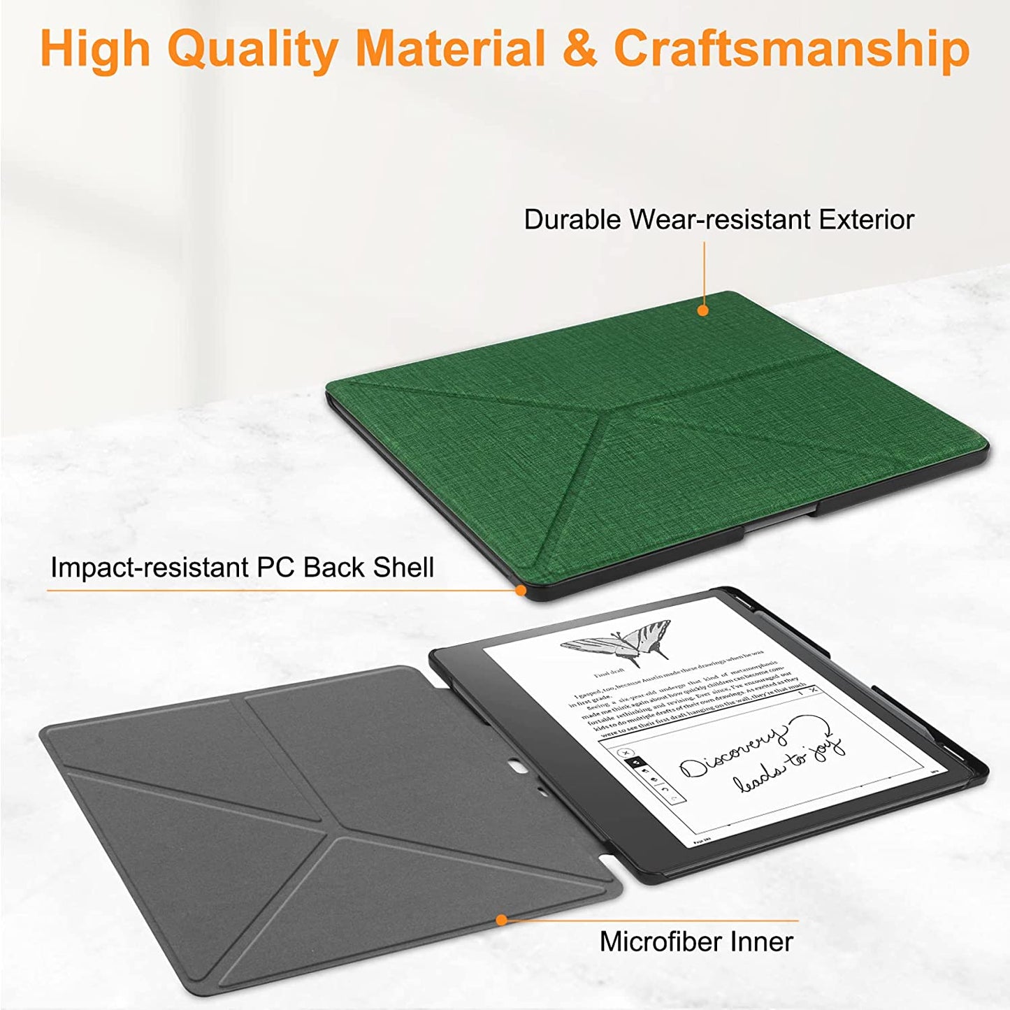 HoYiXi Origami Case for 10.2-inch Introducing Kindle Scribe 1st Generation 2022 Release Slim Leather Protective Cover with Foldable Stand Blue -Grey - Green - Black&nbsp;