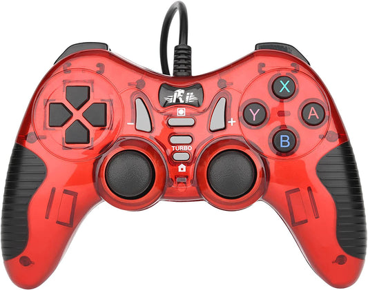 Rii PC Controller,PS3 Gaming Controllers Wired USB Gamepad Compatible with PS3, Windows 11/10/8/7, PC, Laptop, Android, Vista, TV-Box(Red)