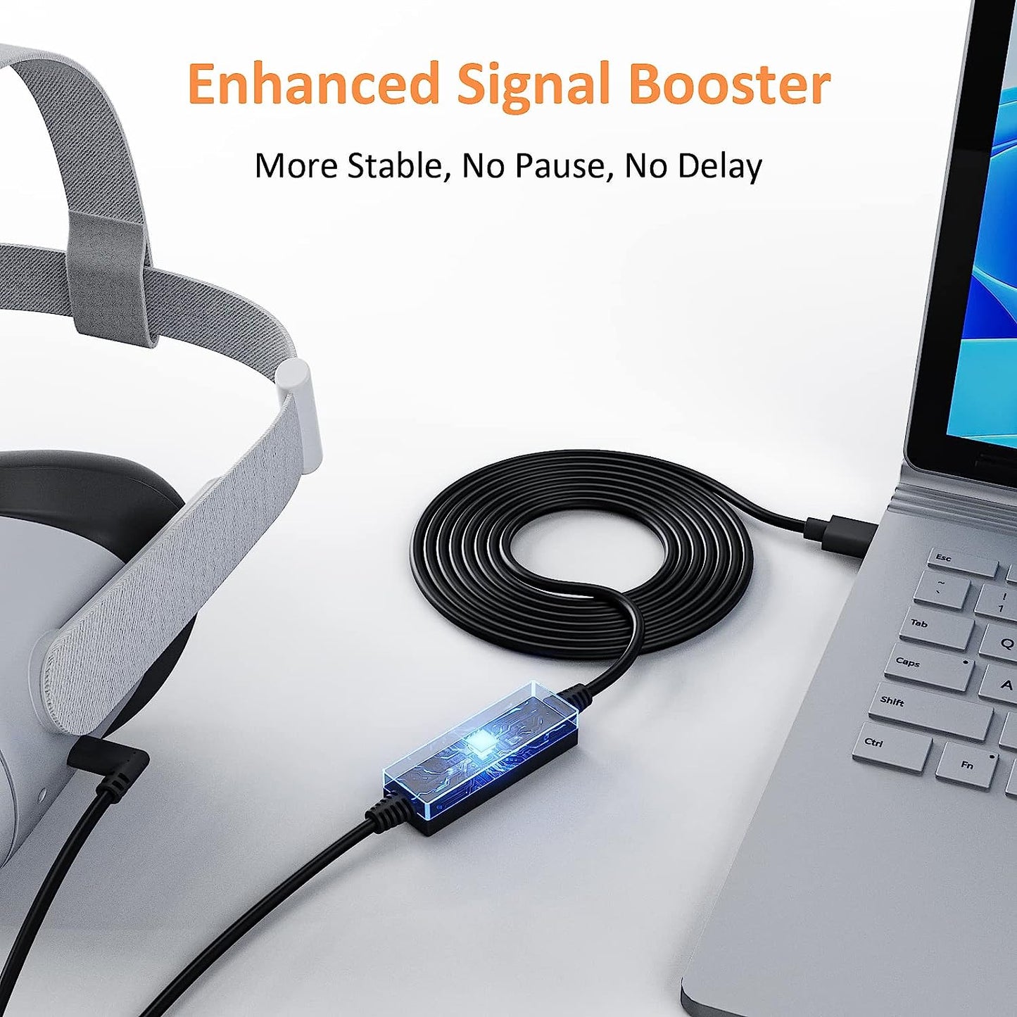 NexiGo Enhanced 32FT 10 Meters Link Cable with Signal Amplifier, USB 3.2 Gen1 Type C to A, Fast Charging & High-Speed Data Transfer (up to 5Gbps), Compatible with Oculus Quest