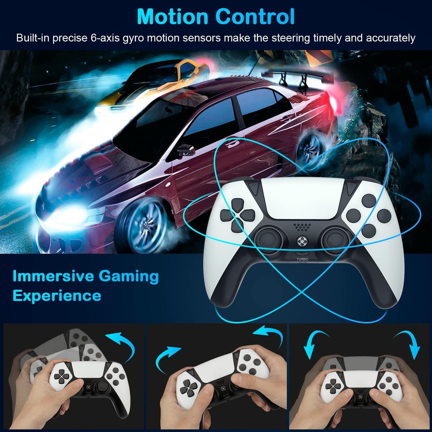 OUBANG Original Pro Controller for PS4 with Back Paddles & 1200mAh Rechargeable Battery, Wireless Elite Remote Joystick for PlayStation 4, White