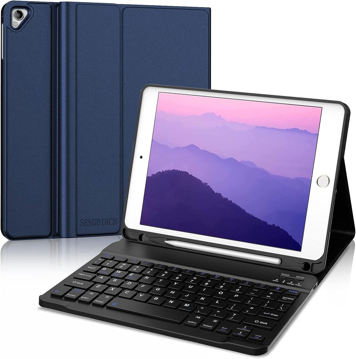 SENGBIRCH iPad 10.2 Keyboard 9th Generation - iPad 10.2 Keyboard Case 9th Generation(2021) - Built-in Pencil Holder - Flip Stand Keyboard Case for iPad 9th Generation/ 8th Gen/ 7th Gen 10.2", Black or Blue