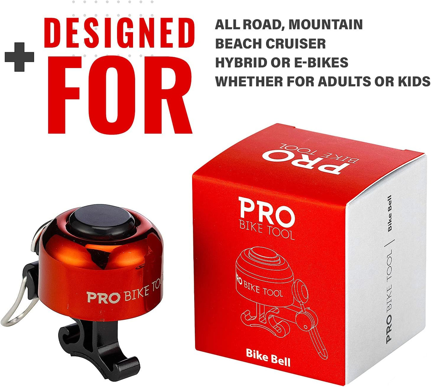 PRO BIKE TOOL Bicycle Bell for Handlebars – Crisp, Clear & Long Sound Ringer for Adults or Kids Bikes - Road, Mountain or Beach Cruiser Bikes - Bike Gifts