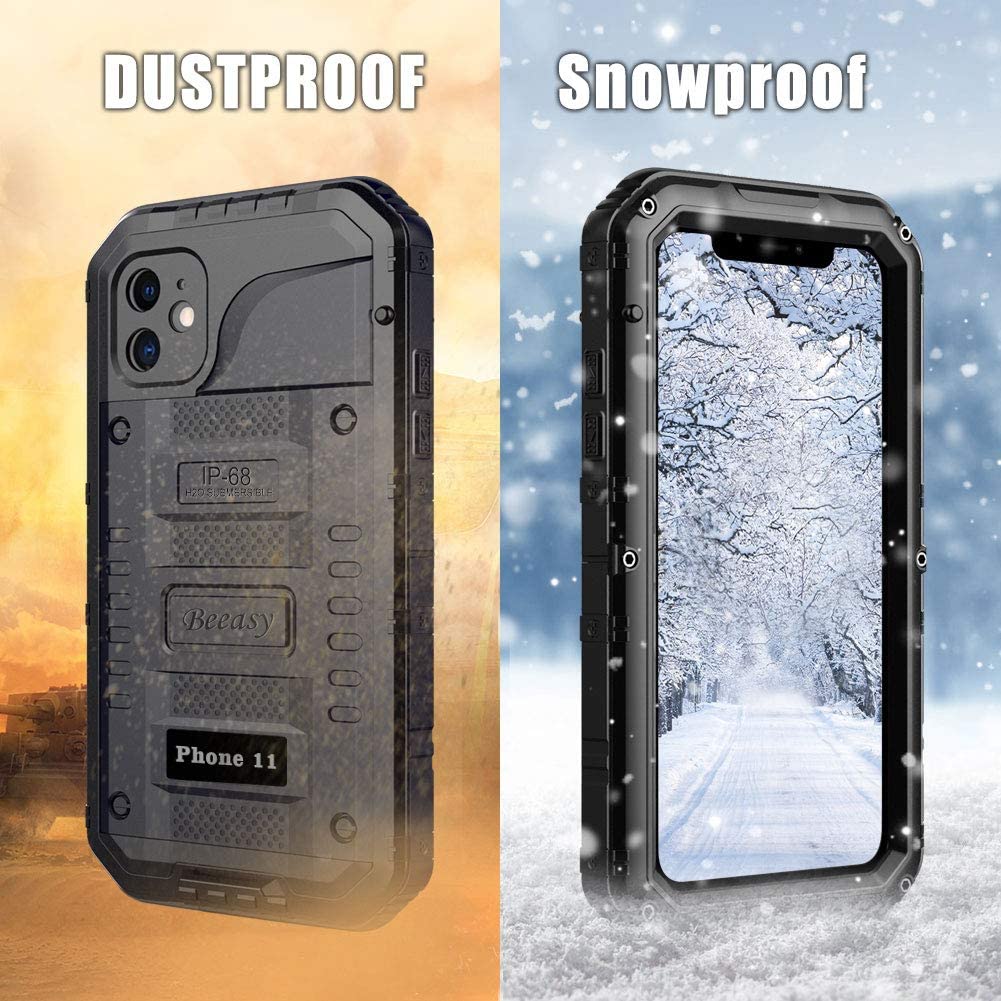 Beeasy Case Compatible with iPhone 11 & 11Pro, Waterproof Shockproof Tough Heavy Duty, Built-in Screen Protector 360 Degree Full Body Military Protective, Metal Rugged Cover for Outdoor Sport