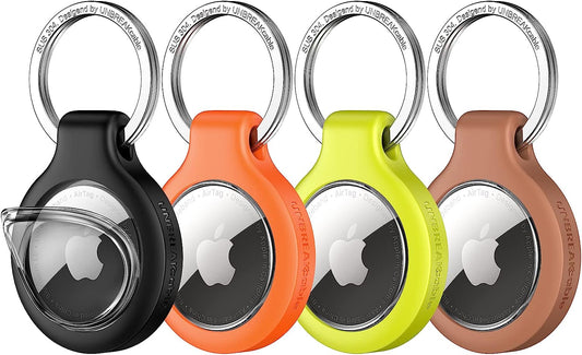UNBREAKcable 360° Protective Case for AirTag, [4-Pack] AirTags Keyring Holder, Scratch-Resistant, Lock Design, Keychain for AirTag, TPU Full Cover Case for Key, Bag, Luggage, Pet Collar
