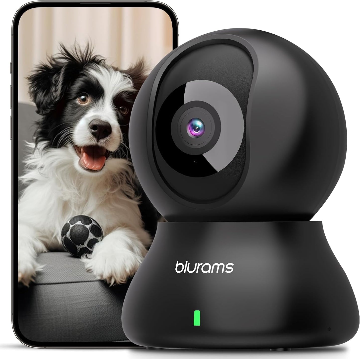 blurams Pet Camera 2K, Indoor Camera, Dog Camera, 360° Home Security Camera, WiFi Baby Monitor, Night Vision, Motion Tracking, 2-Way Talk, Cloud&amp;SD, APP Control, Works with Alexa(2.4GHz Only) White or Black