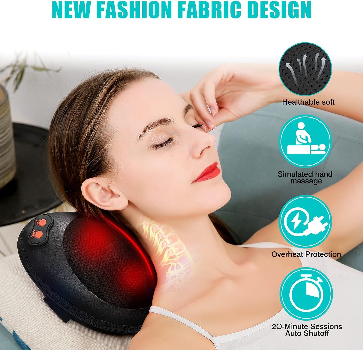 iKristin Back Neck Massager, Shiatsu Massage Pillow with Heat, Deep Tissue Kneading Massager for Shoulder, Back, Legs, Electric Back Massager, Massage at Home, Car