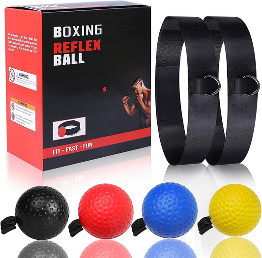 OOTO Upgraded Boxing Reflex Ball, Boxing Training Ball, Mma Speed Training Suitable for Adult/Kids Best Boxing Equipment for Training, Hand Eye Coordination and Fitness. 4 Pack