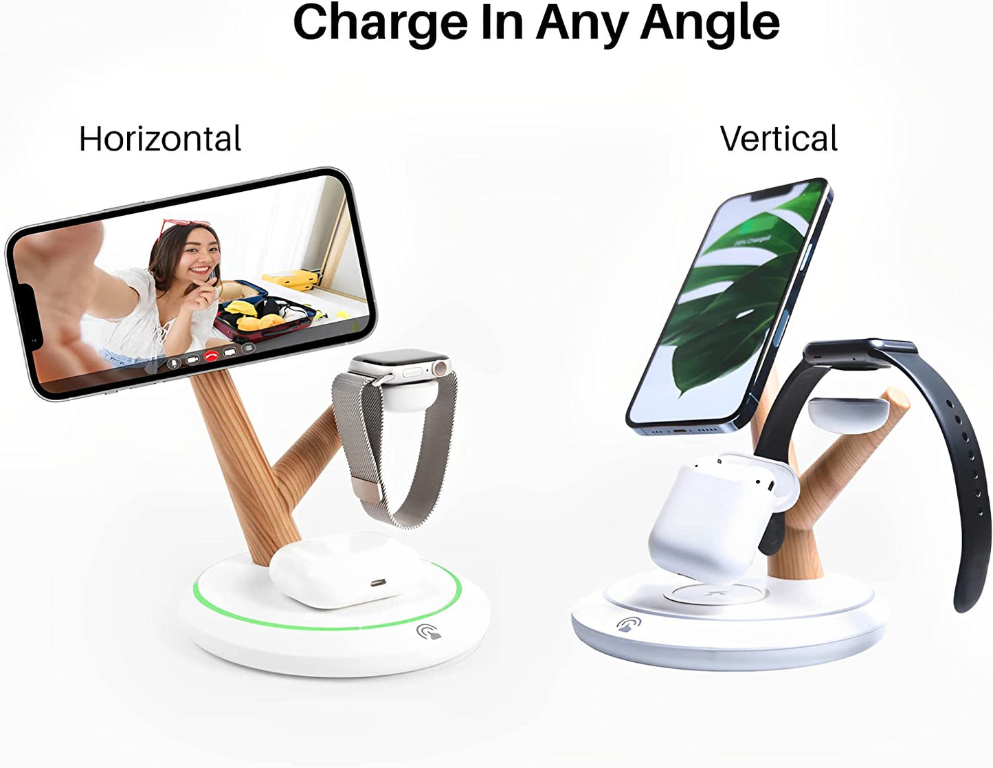 Magnetic Wireless Charger for iPhone - 3 in 1 Wireless Charging Station for iPhone 14/13/12/Pro/Max/Mini. Mag-safe Stand for Apple iWatch Series