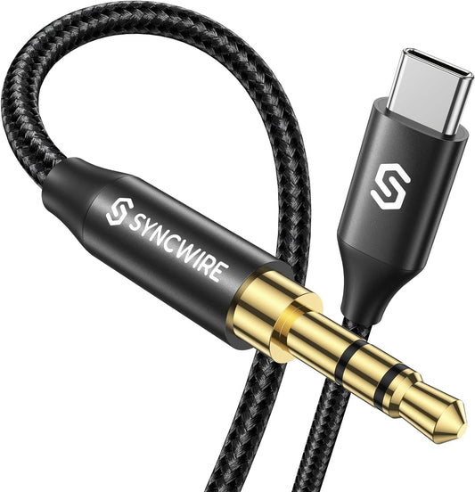 Syncwire USB C to Aux Cord [3.3ft], Type C to 3.5mm Male Headphone Car Stereo Audio Jack Cable for Samsung Galaxy S21/S20 Ultra/Note 20/10 Plus, iPad Pro 2018,Google Pixel, Black