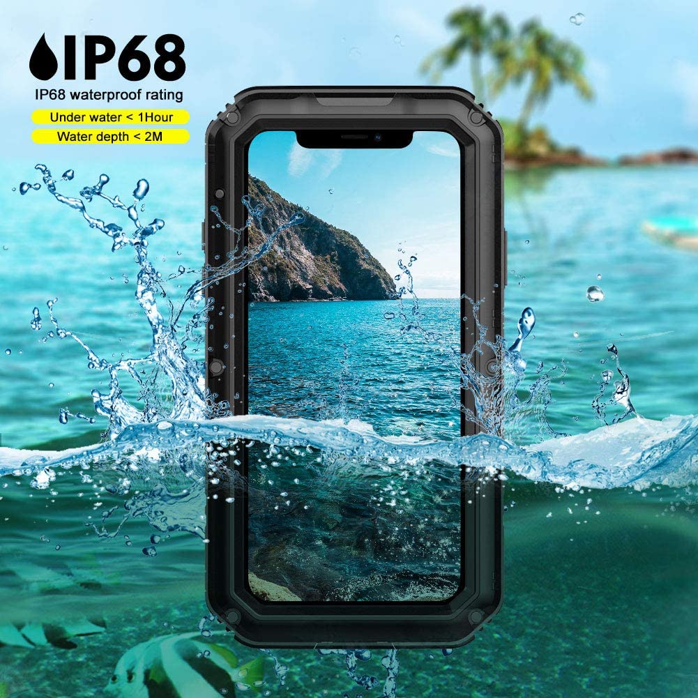 Beeasy Case Compatible with iPhone 11 & 11Pro, Waterproof Shockproof Tough Heavy Duty, Built-in Screen Protector 360 Degree Full Body Military Protective, Metal Rugged Cover for Outdoor Sport