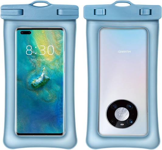 Waterproof phone case - Floating waterproof pouch - universal premium PVC with IPX8 2 pack A601 compatible with iPhone, Galaxy, Xiaomi, Google smartphones (Gray Blue）