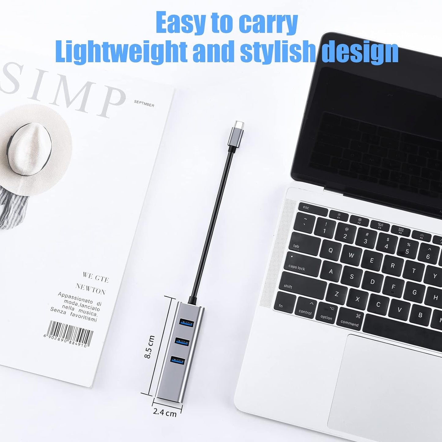 USB C to Ethernet Adapter 3 Port USB 3.0 Hub with RJ45 10/100/1000 Gigabit Ethernet 4in1 Compatible for MacBook Pro 2021/2020/2019/2018/2017, MacBook Air, Dell XPS and More