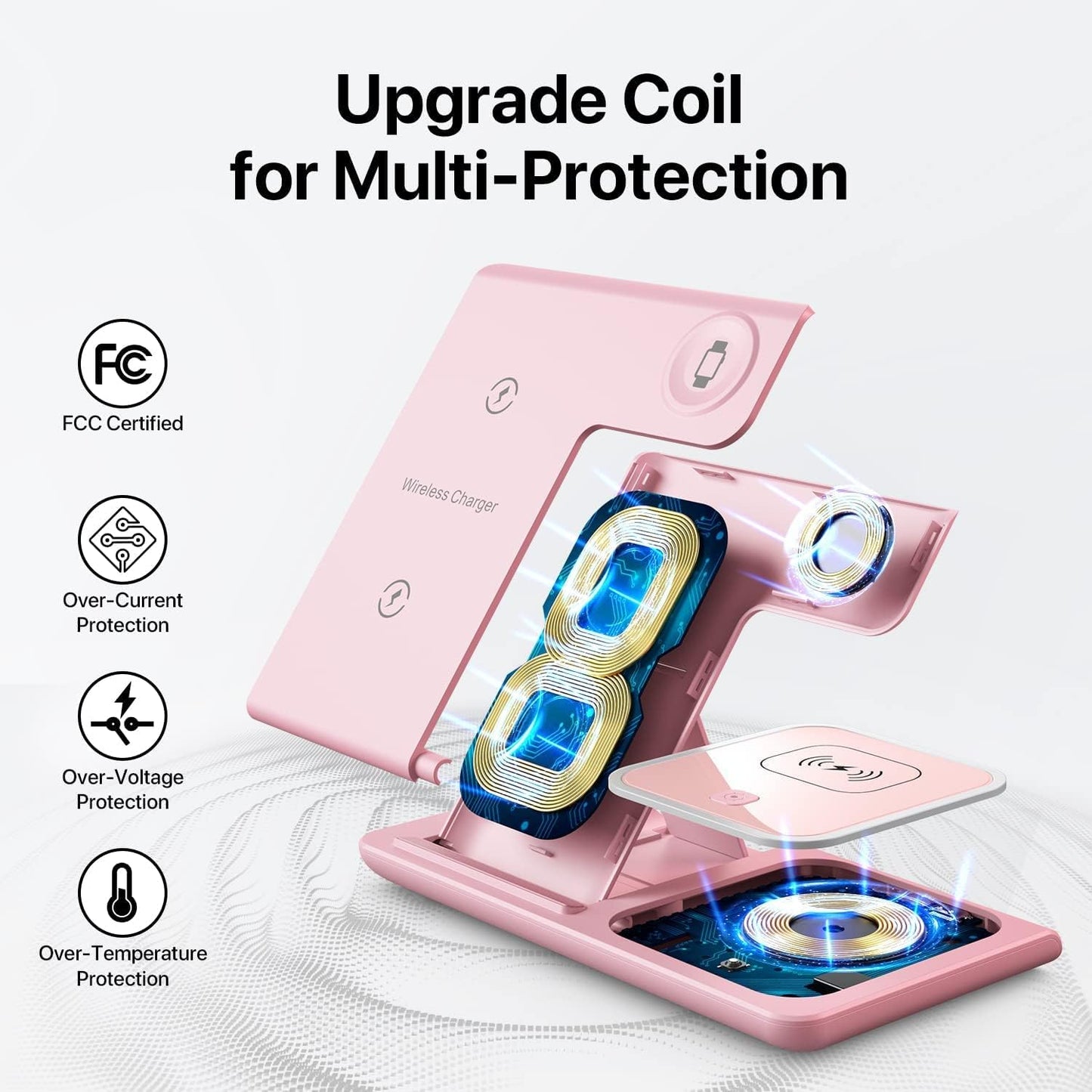 Charging Station for Apple Devices, Apple Watch Charger, iPhone and Watch Charger Stand for iPhone 14/13/12/11/Pro/X/Max/XS/XR/8/Plus, Apple Watch7/6/5/4/3/2/SE, Airpods 3/2/Pro(White) (Pink) (Blue)(Purlple)