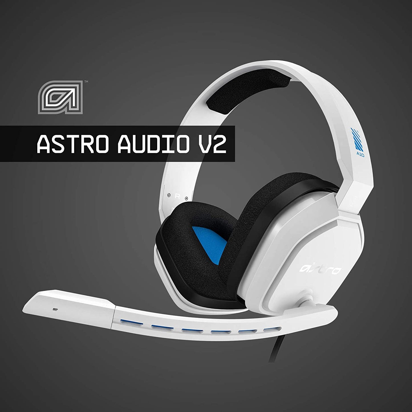 ASTRO Gaming A10 Wired Gaming Headset, Lightweight and Damage Resistant, ASTRO Audio, 3.5 mm Audio Jack, for Xbox Series X|S, Xbox One, PS5, PS4, Nintendo Switch, PC, Mobile - White/Blue