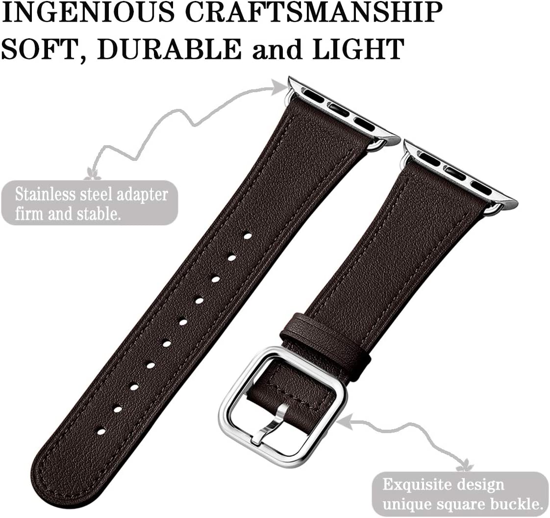 Mnbvcxz Watch Bands, and Case Compatible with Apple Watch, 38mm 40mm 42mm 44mm, Top Grain Leather Strap, Replacement Strap, Multiple Colours for iWatch Series 5/4/3/2/1, Unique Design